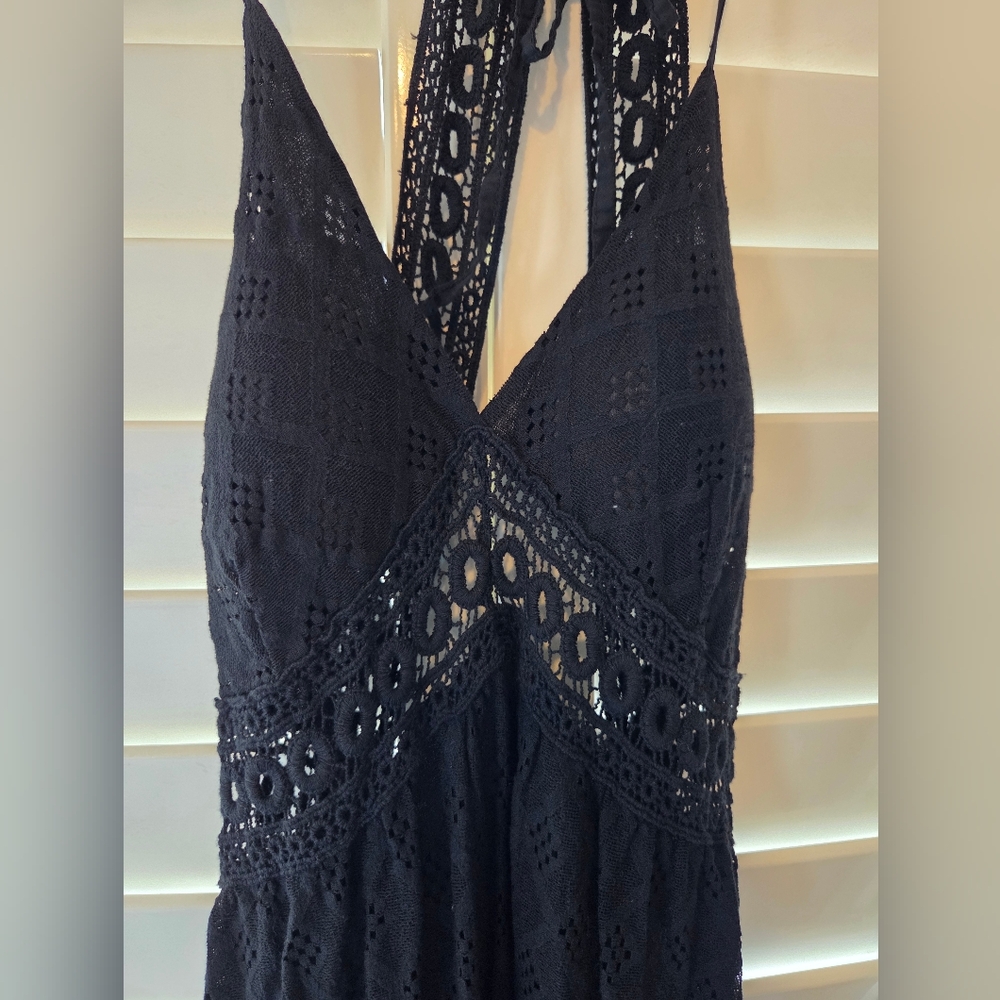 Black Crochet Beach Dress XS